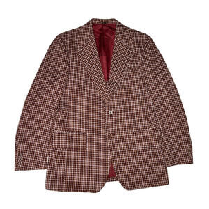 vintage montgomery ward men's red pinwheel windowpane sports coat 42 Long 5647
